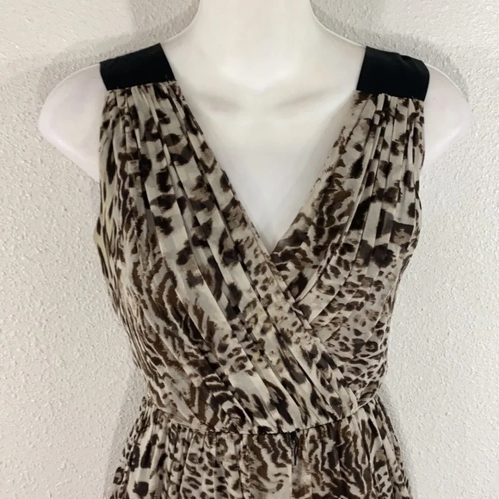 Robert Rodriguez leopard pleat cinched waist dress